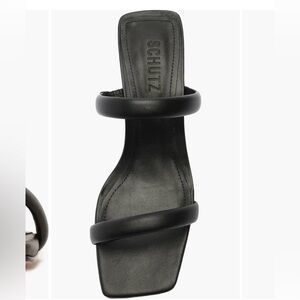 SCHUTZ Black Padded Double-Strap Slide Sandal